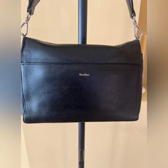 MaxMara Shoulder Bag Napa Leather Animal Print Black Small - Picture 11 of 16